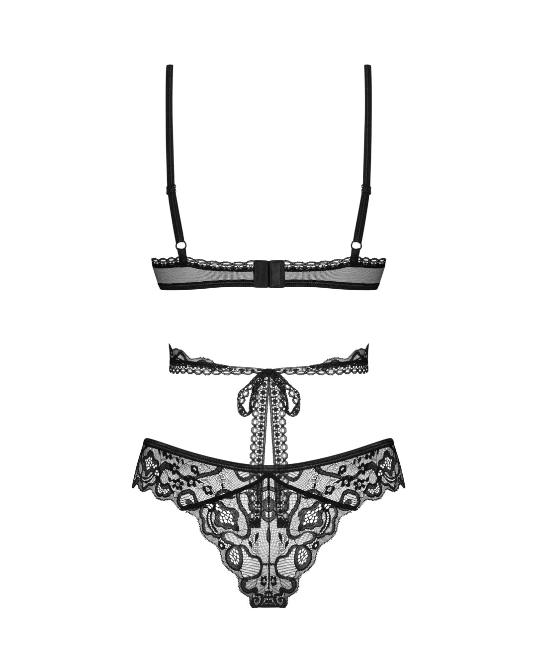 2-częściowy komplet czarnej bielizny damskiej Obsessive Blomentis tył