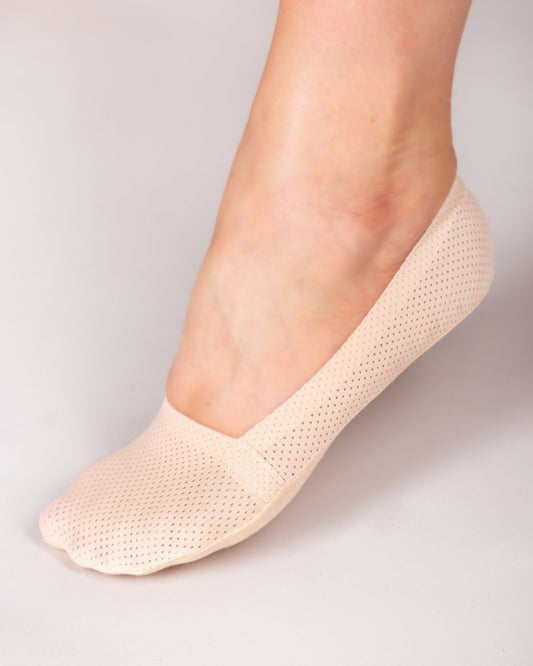 Beżowe ażurowe stopki baleriny z bawełnianą podeszwą Yo!