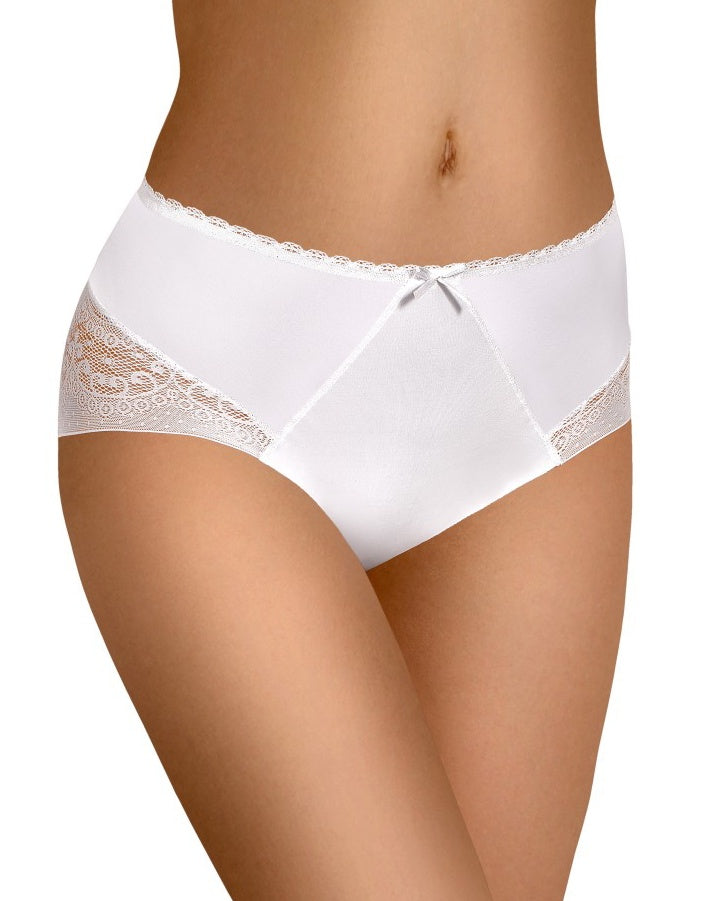Białe damskie majtki mikrofibra z koronką Modo 125 przód