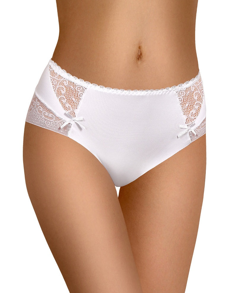 Białe laserowo cięte damskie majtki z koronką Modo 123 przód