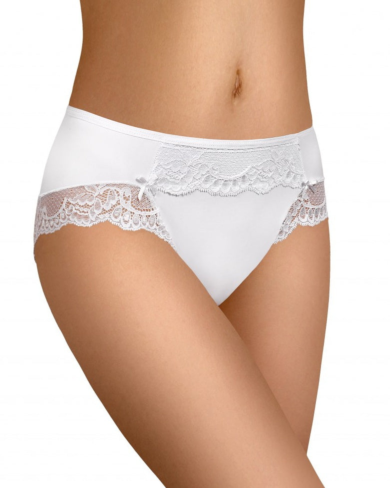Białe laserowo cięte majtki damskie mikrofibra z koronką Modo 126 przód