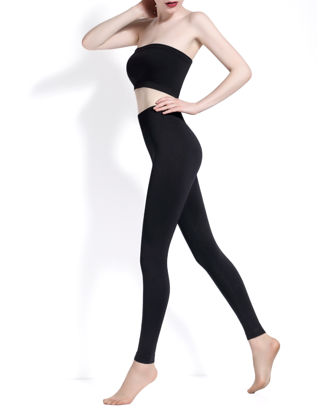 czarne bezszwowe damskie legginsy wysoki stan Miss Denier