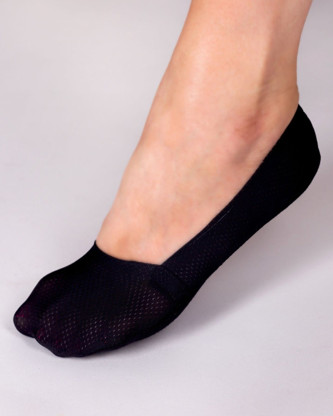 Czarne ażurowe stopki baleriny z bawełnianą podeszwą Yo!