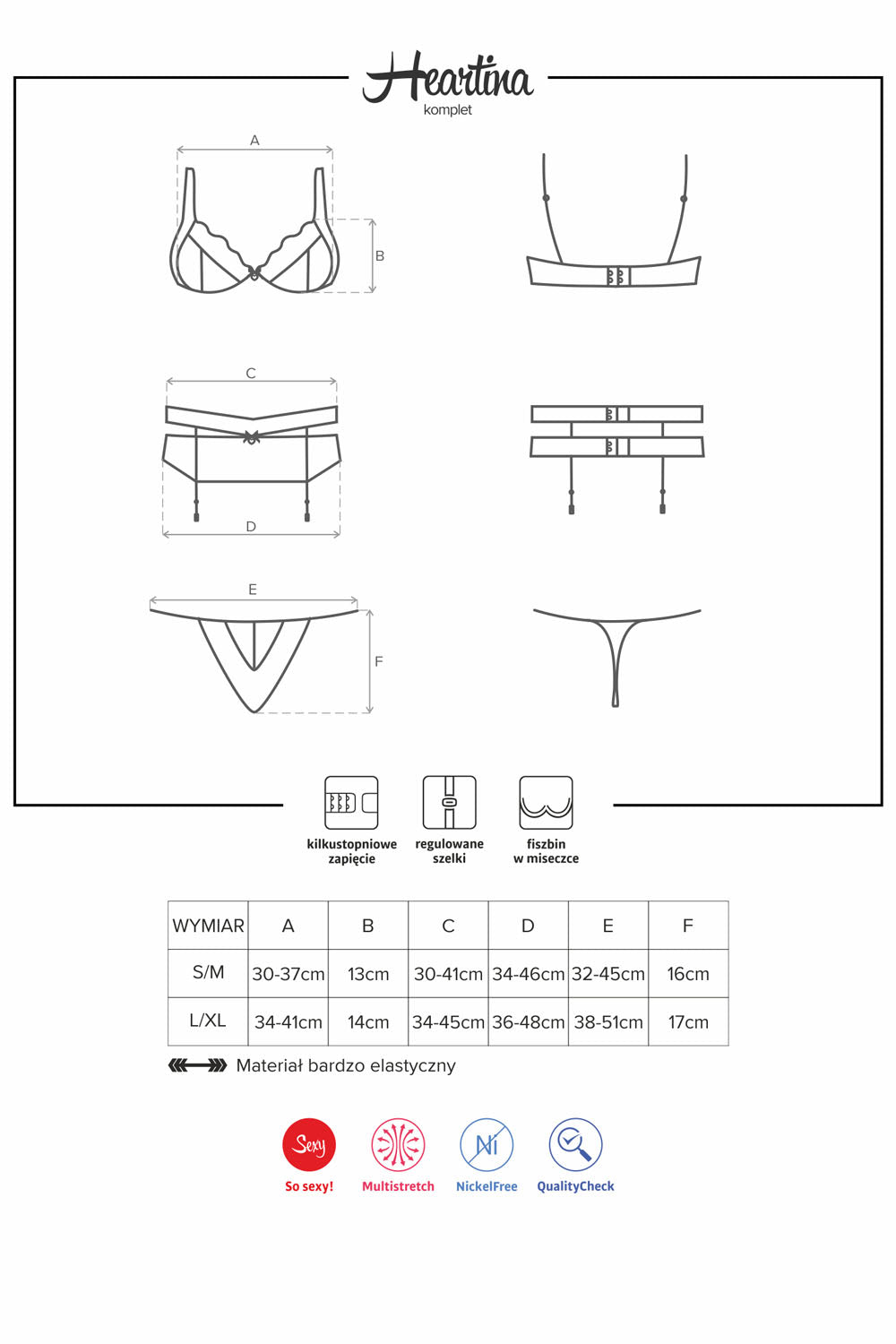 Komplet czerwonej bielizny z pasem do pończoch Heartina