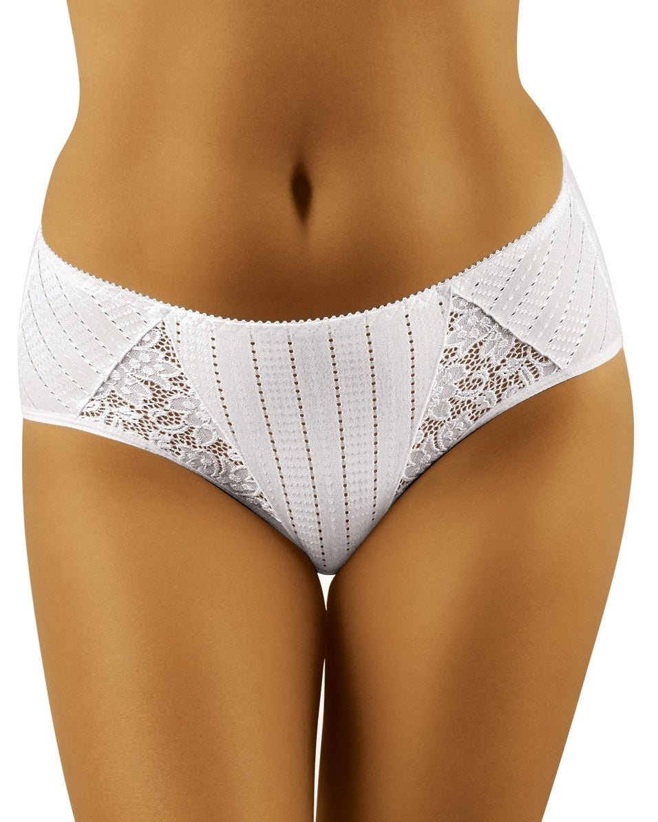 Białe bawełniane figi damskie z koronką Eco-Do Wol-Bar