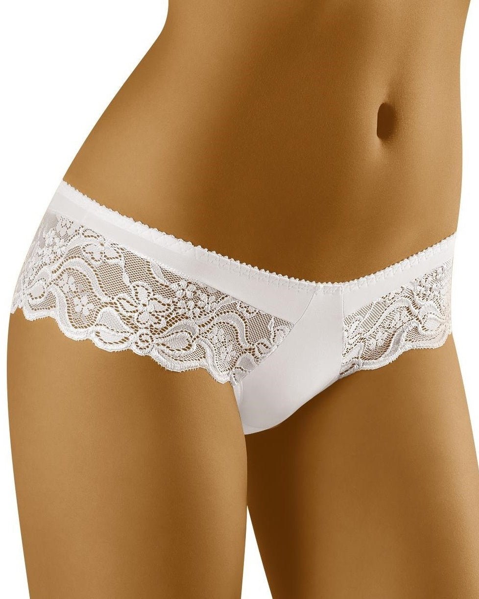 Białe figi damskie z koronką Emma Wol-Bar