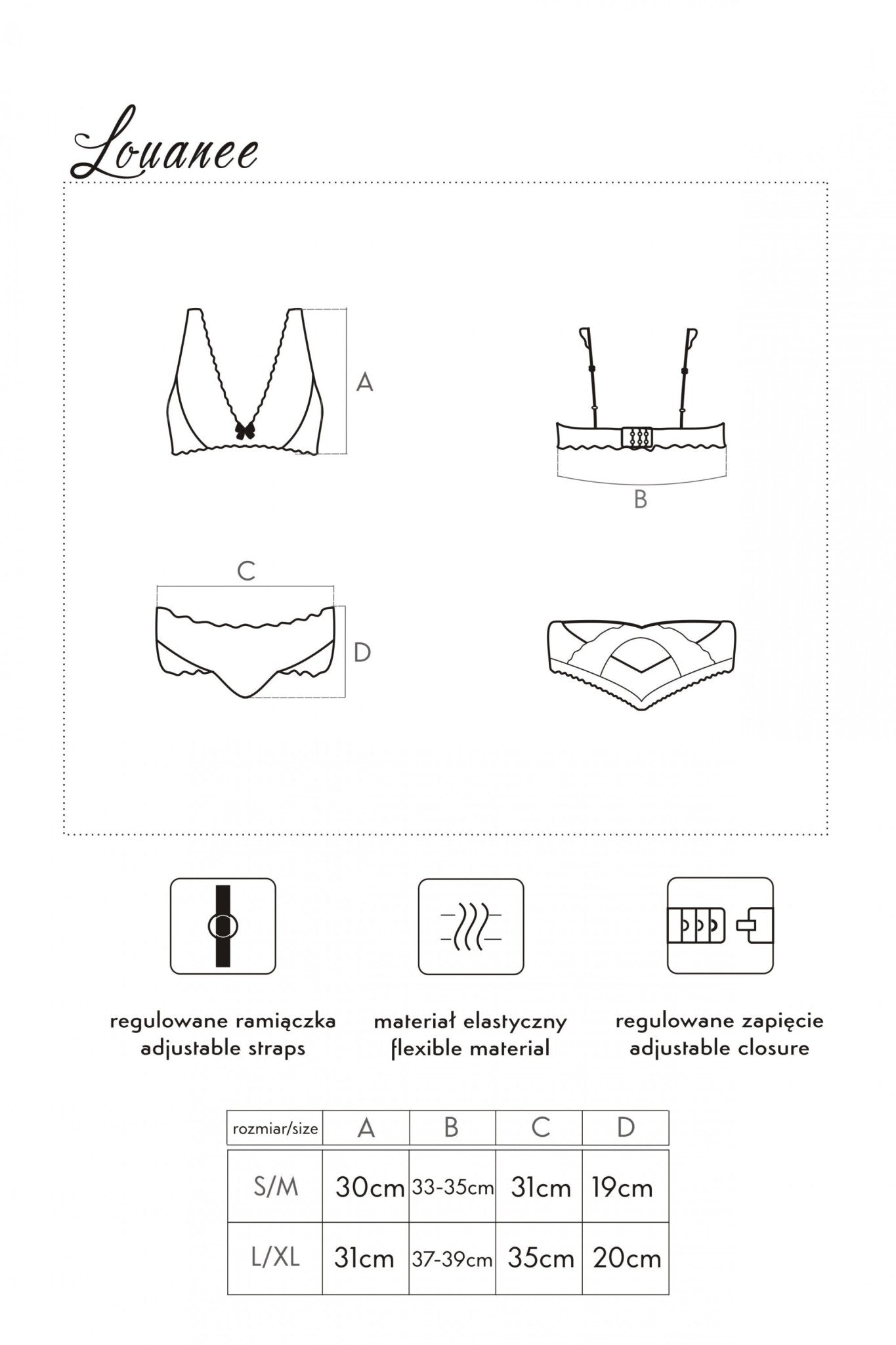 Czarny koronkowy komplet bielizny Louanee - biustonosz i majtki