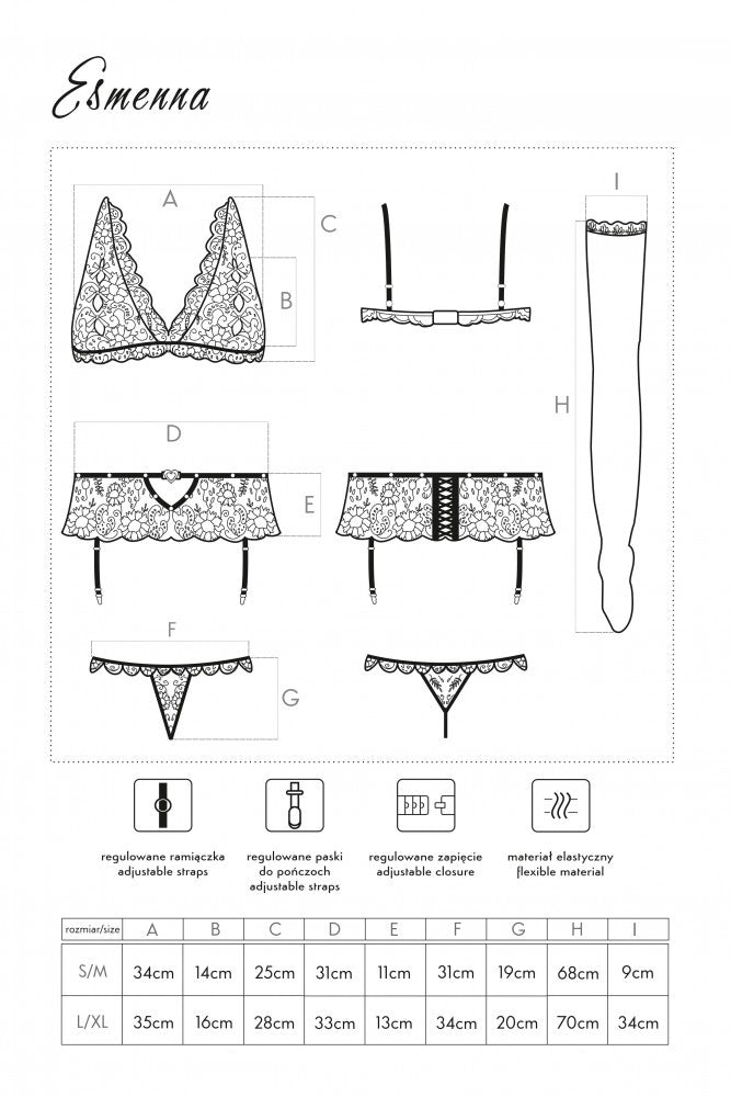 komplet bielizny z pasem i pończochami tabela rozmiarów