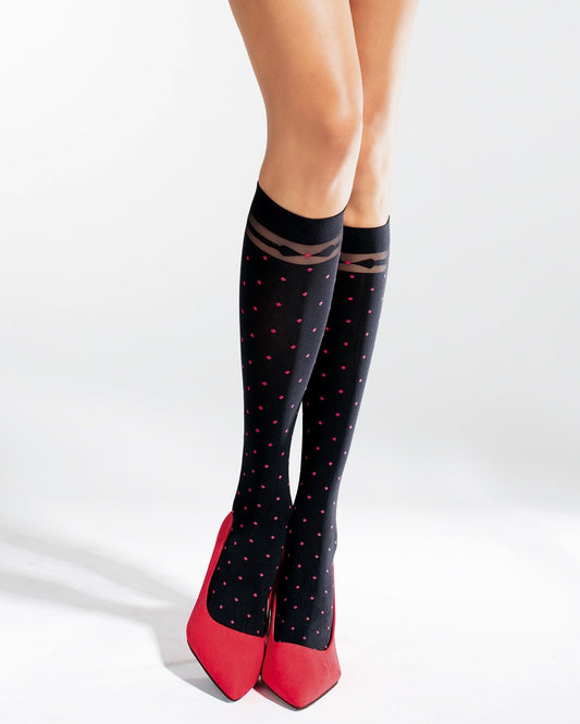 stylowe wzorzyste damskie podkolanówki z mikrofibry