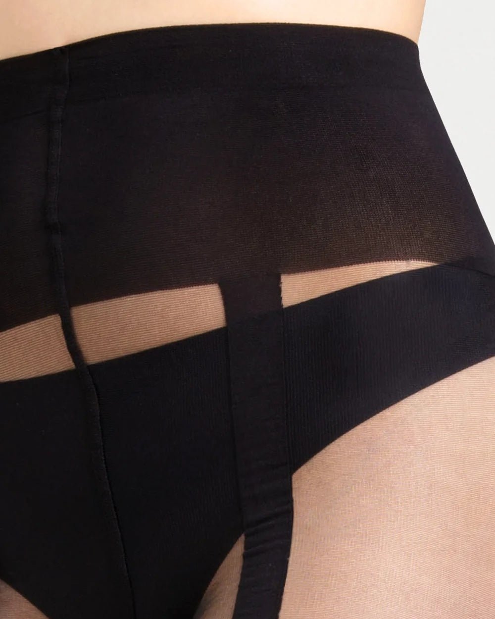 seksowne damskie rajstopy z wzorem imitującym pończochy przypięte do pasa