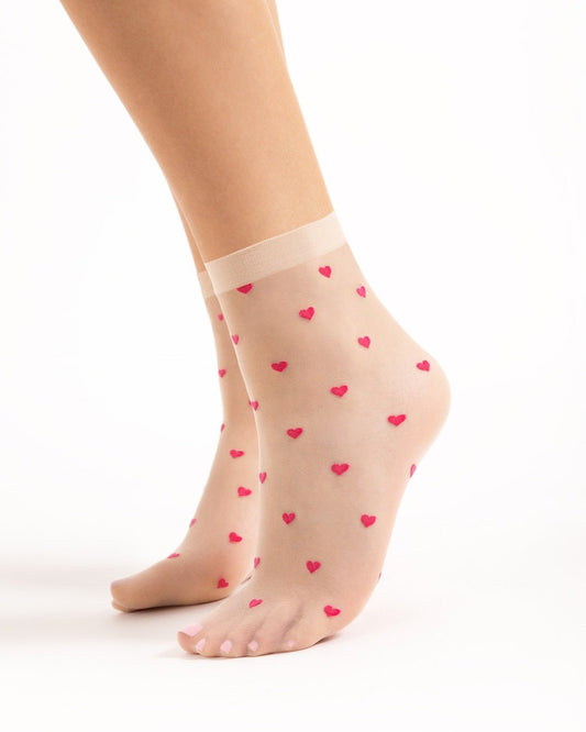 cieliste damskie skarpetki rajstopowe w serduszka
