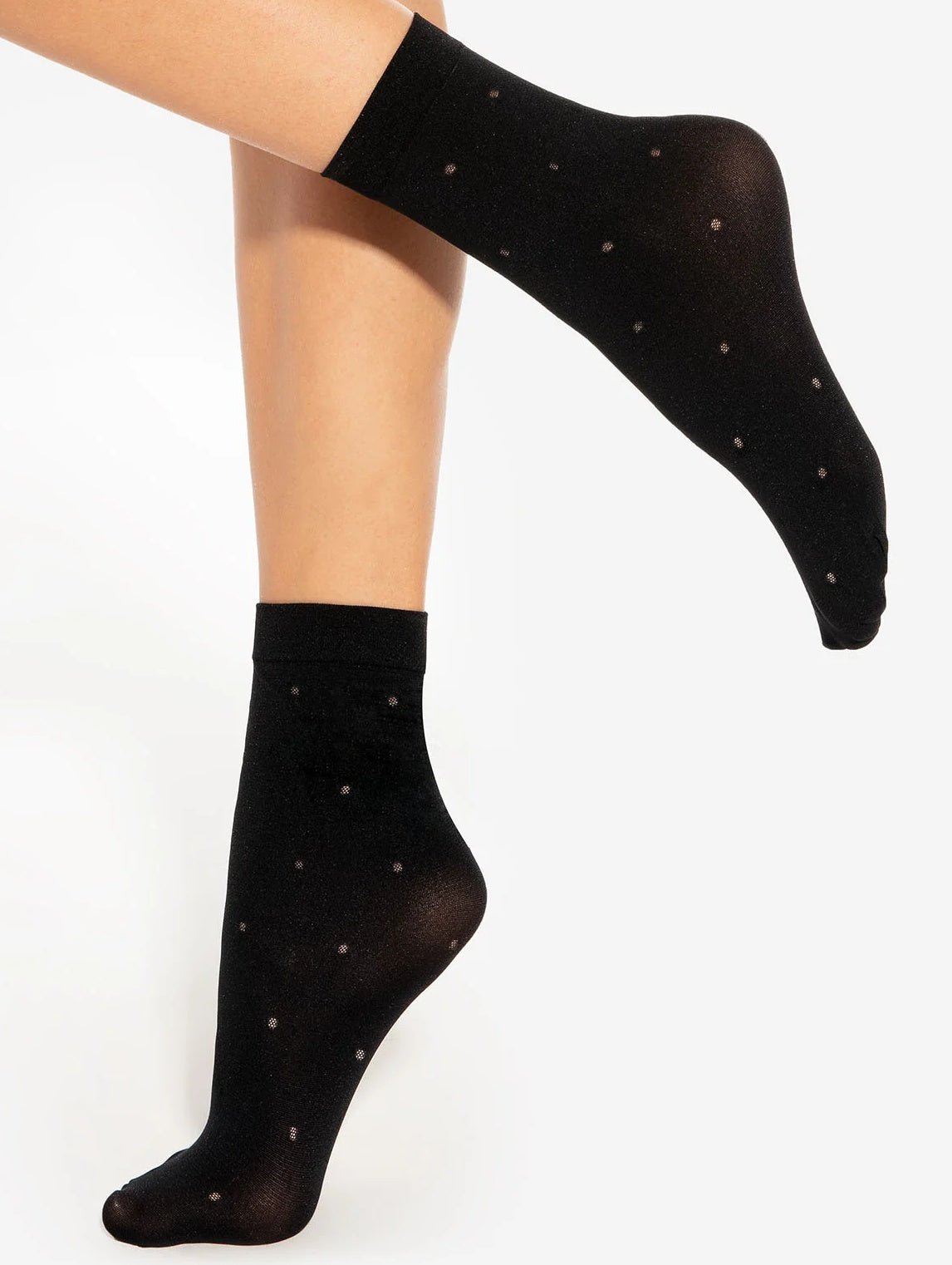 Wzorzyste czarne kryjące skarpetki rajstopowe w kropki Gatta Stylove wz. 01