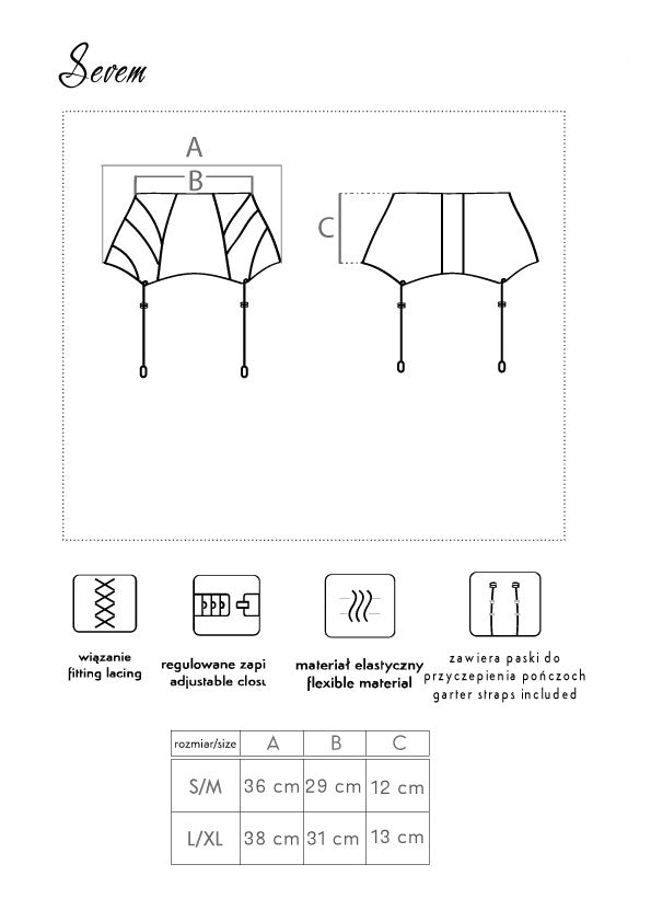 Czarny zmysłowy koronkowy pas do pończoch Sevem