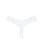 Białe otwarte koronkowe stringi z dziurką Obsessive Heavenlly packshot tył