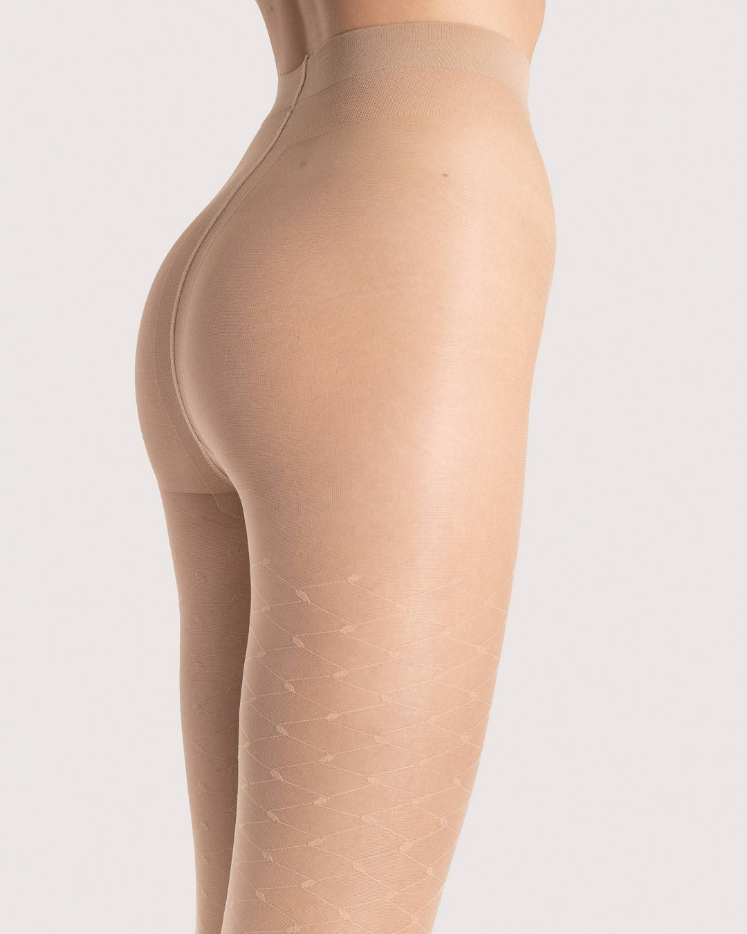 Beżowe damskie rajstopy wzorzyste Fiore Olivia 15 DEN