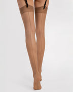 Beżowe matowe pończochy do pasa ze szwem Fiore Marlena 20 DEN