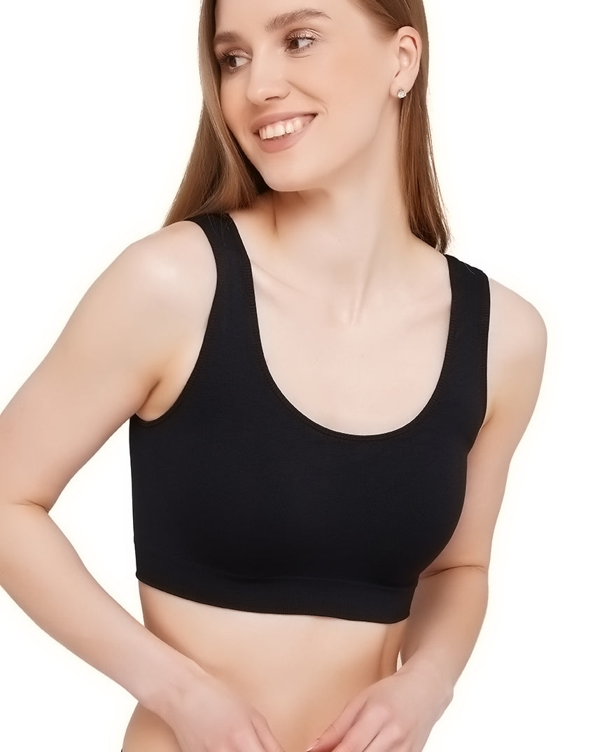 Bezszwowy czarny damski top biustonosz na ramiączkach Seamless Tank Top