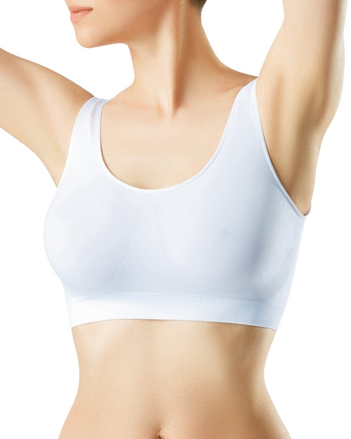 Bezszwowy biały damski top biustonosz na ramiączkach Seamless Tank Top