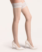 cienkie biaśe pośczochy samonośne koronka caroline 10 den