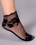 Czarne koronkowe damskie skarpetki stopki "zakostki" z bawełnianą podeszwą Yo!