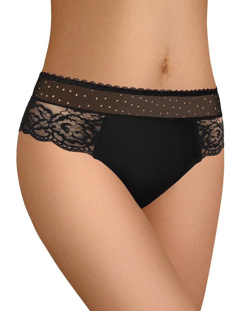 Czarne damskie majtki szorto-stringi z koronką Modo 111 przód