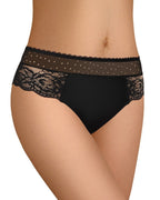 Czarne damskie majtki szorto-stringi z koronką Modo 111 przód