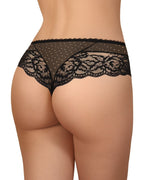 Czarne damskie majtki szorto-stringi z koronką Modo 111 tył