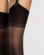 eleganckie klasyczne czarne pończochy do pasa Fiore Infini 15 DEN