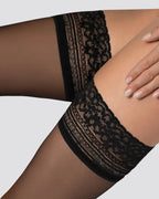 Czarne pończochy samonośne z koronką Mona Felice 15 DEN