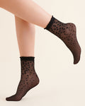 Czarne damskie skarpetki rajstopowe z ozdobnym wzorem w groszki Gabriella Ebi 20 DEN