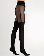 czarne wzorzyste rajstopy jako pończochy Fiore Milla