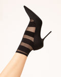Czarne damskie skarpetki rajstopowe z wzorem w paski Fiore Simple Story 15 DEN