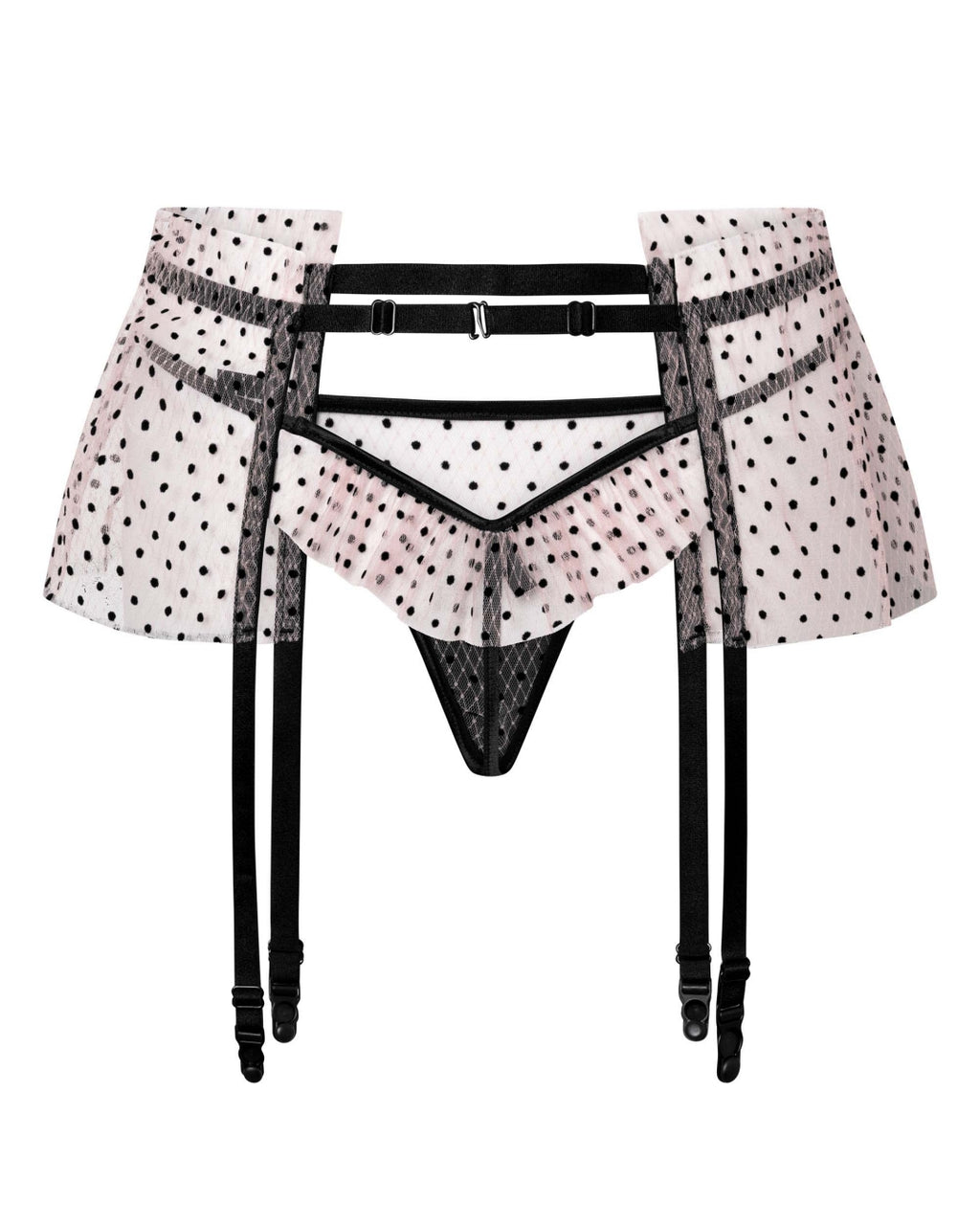 Komplet pas do pończoch i majtki typu stringi Fiore Dust tył