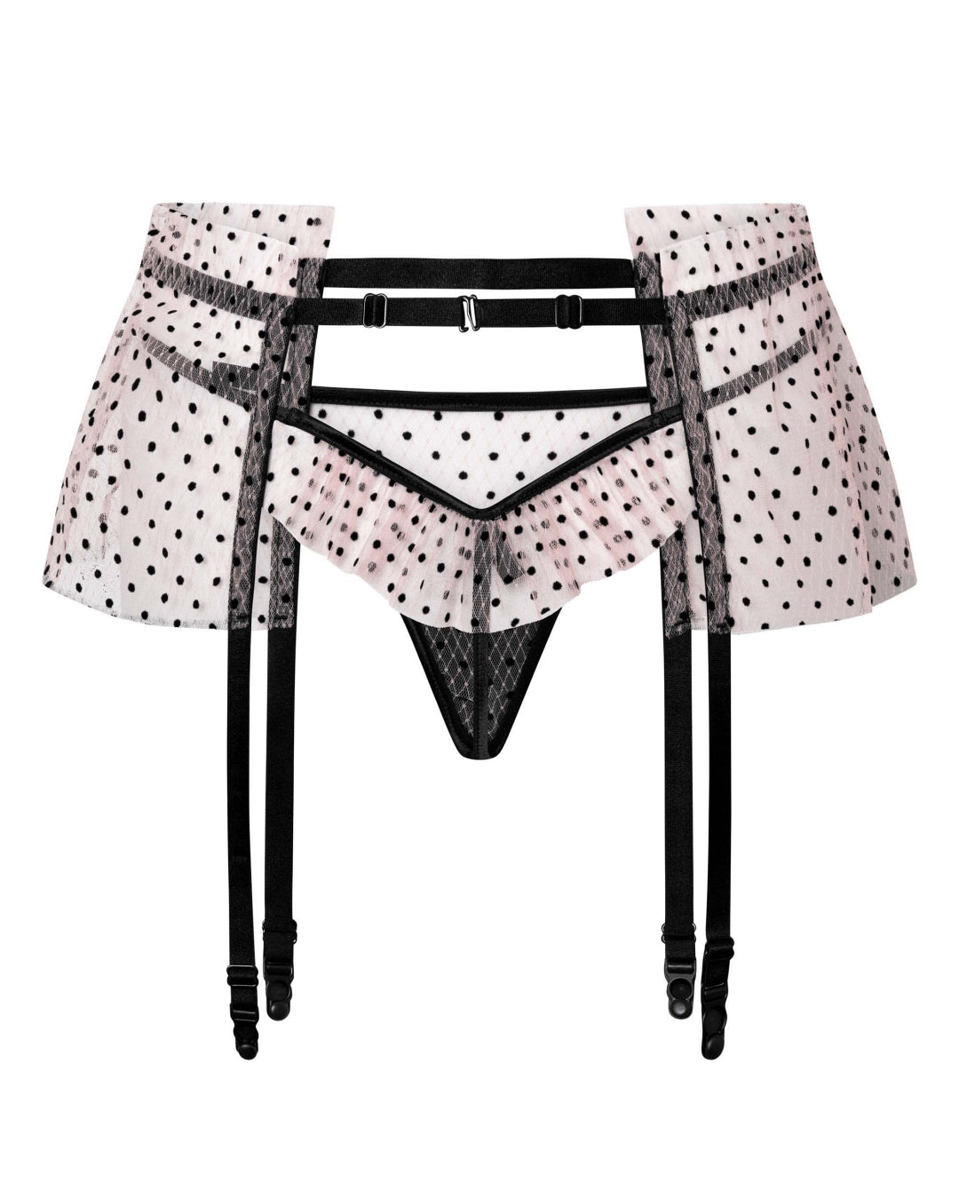 Komplet pas do pończoch i majtki typu stringi Fiore Dust tył