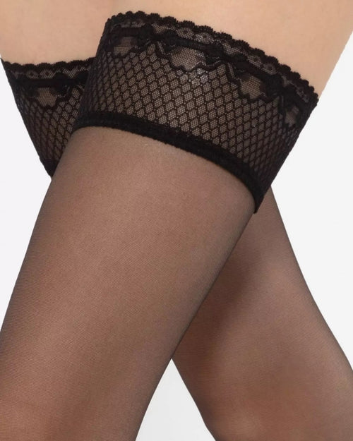 cienkie pończochy samonośne 8 den z koronką