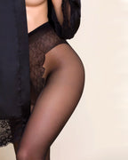 damskie rajstopy 15 den z ozdobną częścią majteczkową