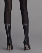 Czarne rajstopy wzorzyste mikrofibra Fiore Dandelion 40 DEN