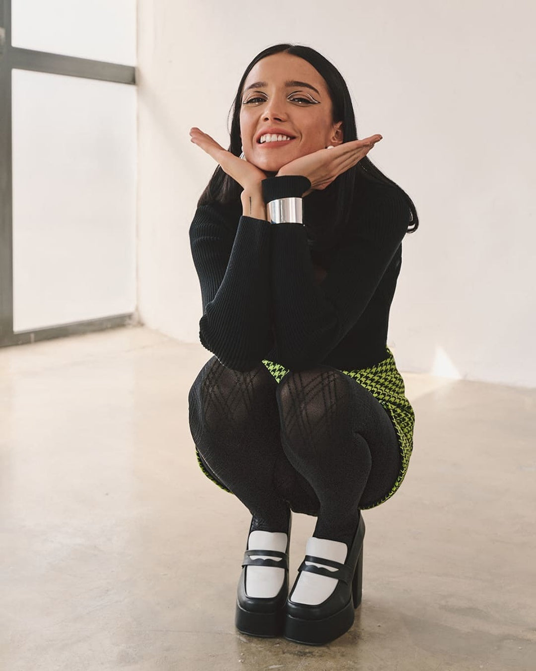 Czarne kryjące damskie rajstopy wzorzyste Gabriella Elena 60 DEN