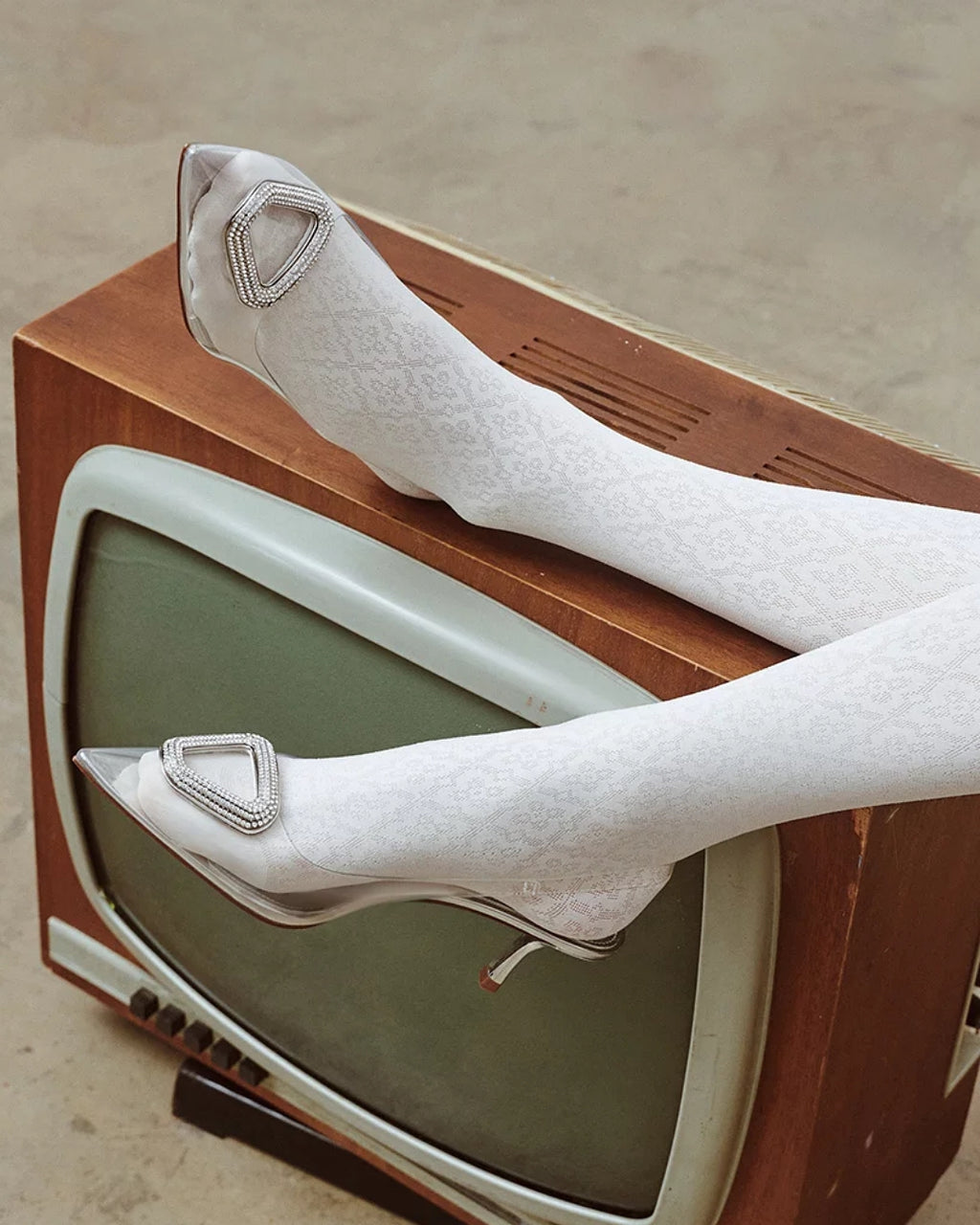 Modne damskie rajstopy wzorzyste w kolorze Ecru Gabriella Dafne 60 DEN