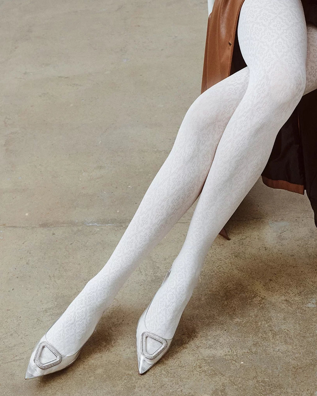 Modne damskie rajstopy wzorzyste w kolorze Ecru Gabriella Dafne 60 DEN