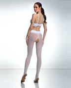 Białe erotyczne rajstopy z dziurką w kroku koronkowy pas Hip Lace 30 DEN