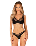 2-częściowy komplet czarnej damskiej bielizny Obsessive Nesari przód