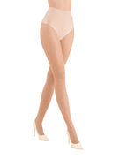 wzorzyste beżowe damskie rajstopy w kreseczki 