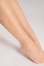 cieliste damskie rajstopy ze wzorem w cętki