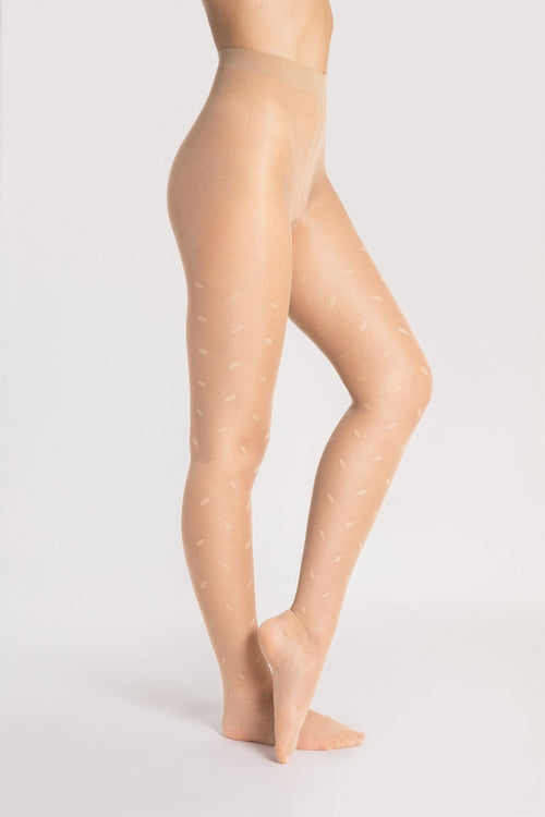 cieliste damskie rajstopy ze wzorem w cętki