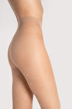 cieliste bezmajtkowe damskie rajstopy ze wzorem w cętki