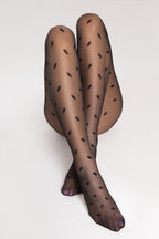 czarne wzorzyste damskie rajstopy 15 den