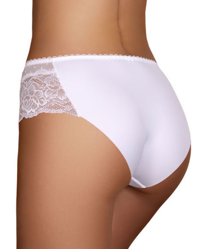 Białe laserowo cięte majtki figi damskie z koronką Modo 35 tył