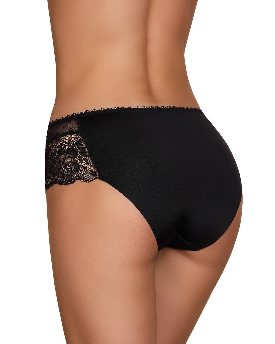 Czarne laserowo cięte majtki figi damskie z koronką Modo 35 tył