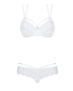 komplet białej koronkowej damskiej bielizny przód